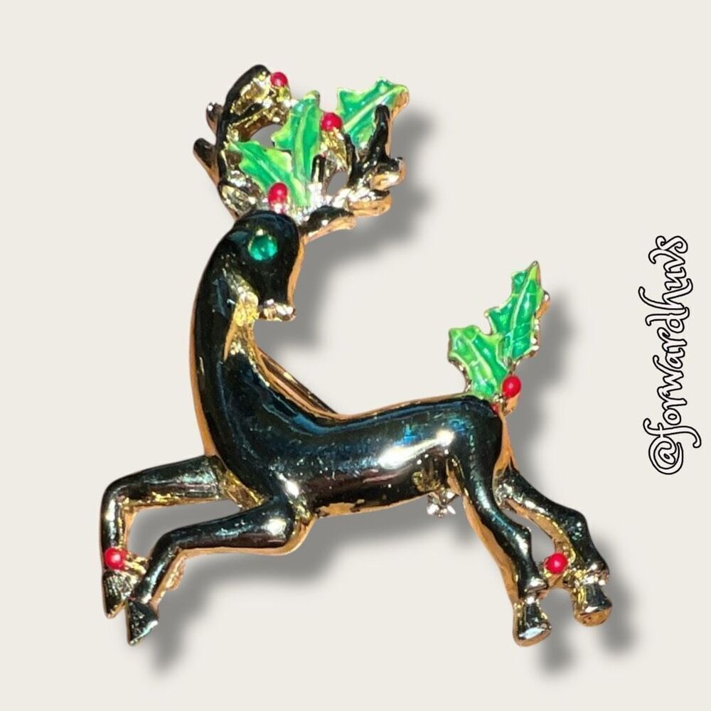 Vintage Gold Tone Reindeer “Gerry” Brooch